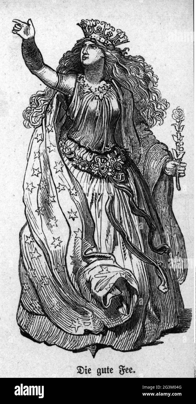 theatre / theater, figure / costumes, good fairy from children's theatre, engraving, ARTIST'S COPYRIGHT HAS NOT TO BE CLEARED Stock Photo