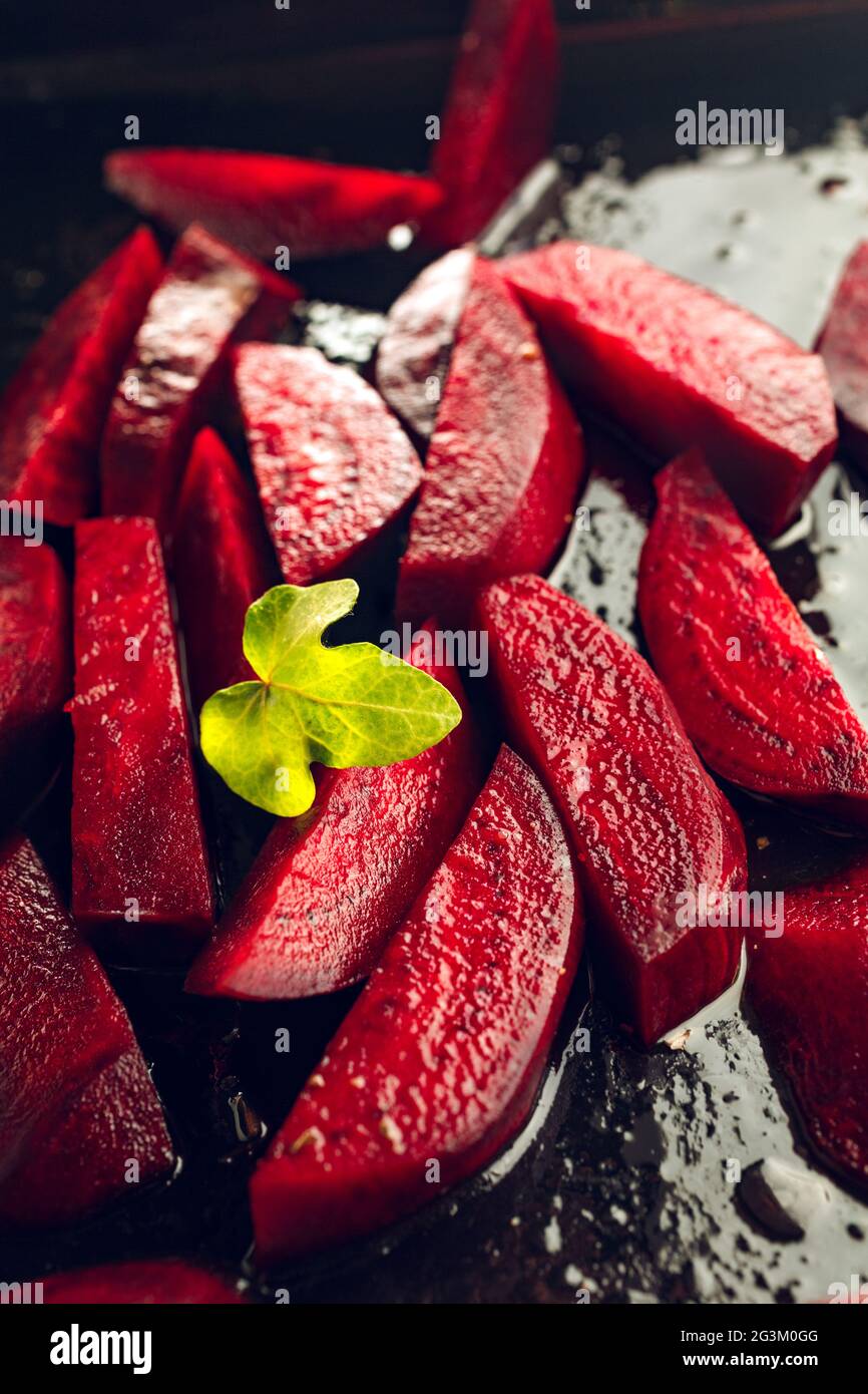 Freshly sliced beetroot Stock Photo