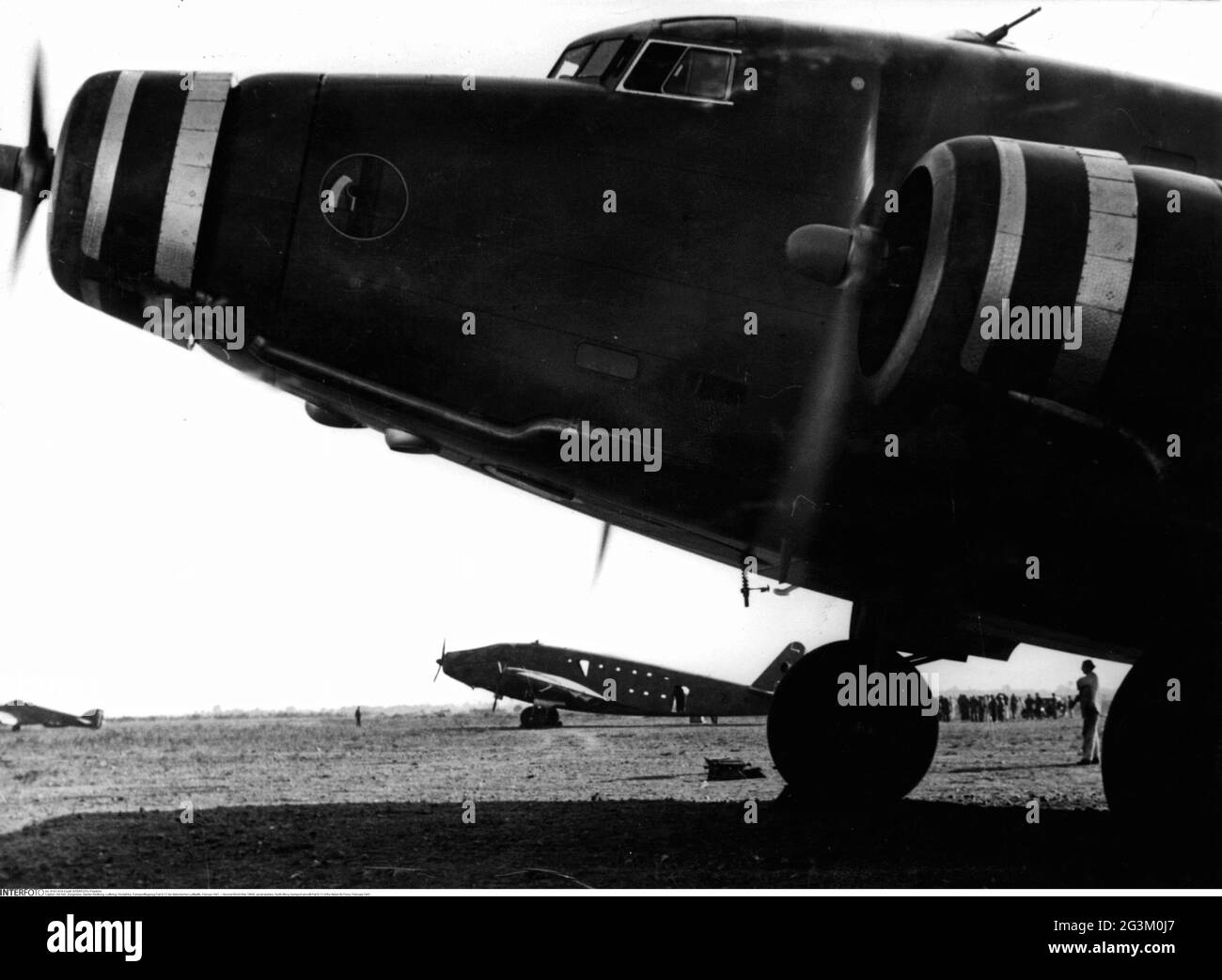 Second World War / WWII, aerial warfare, North Africa, transport aircraft Fiat G.12 of the Italian Air Force, February 1941, EDITORIAL-USE-ONLY Stock Photo
