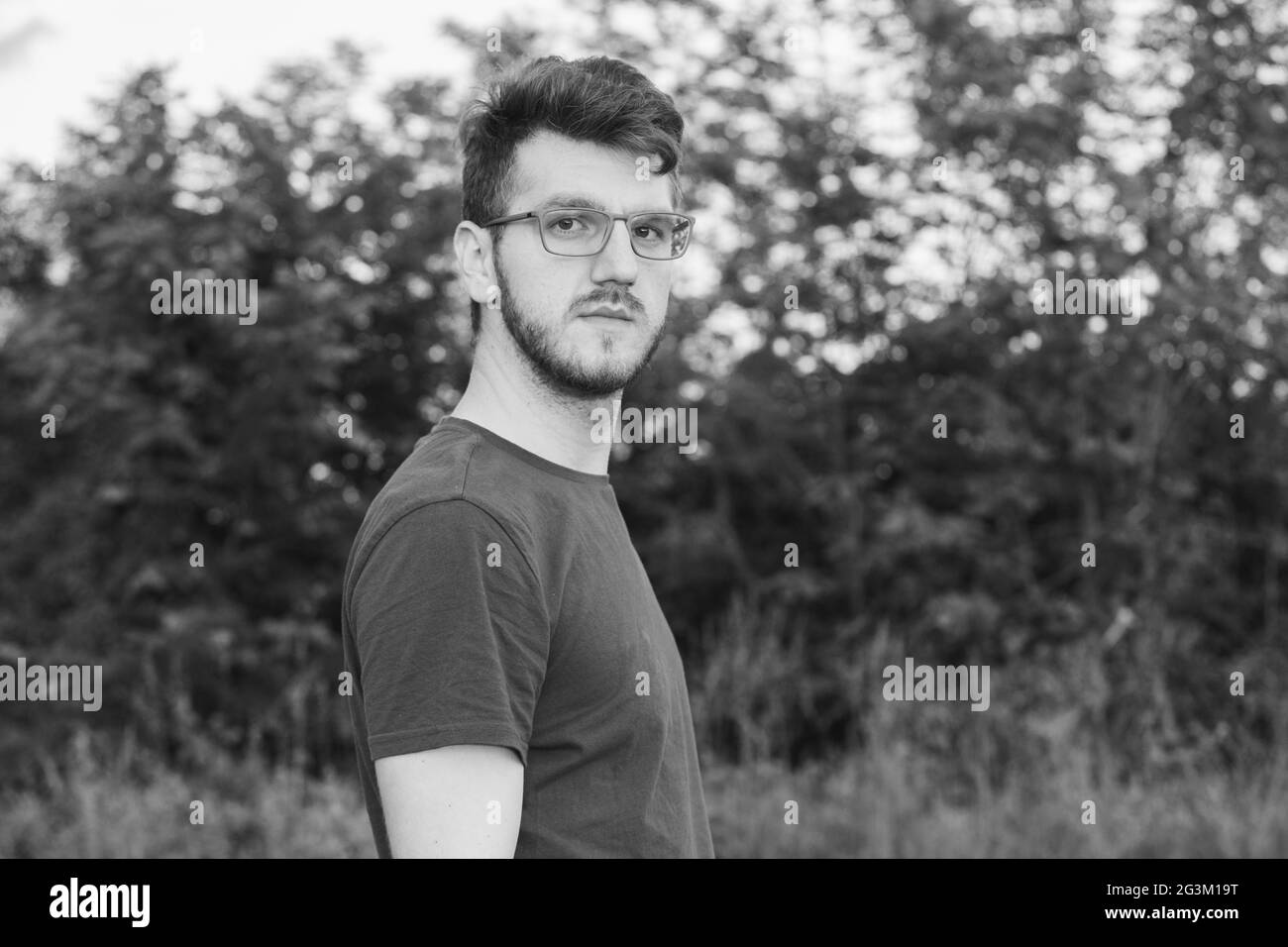 Guy with glasses Black and White Stock Photos & - Alamy