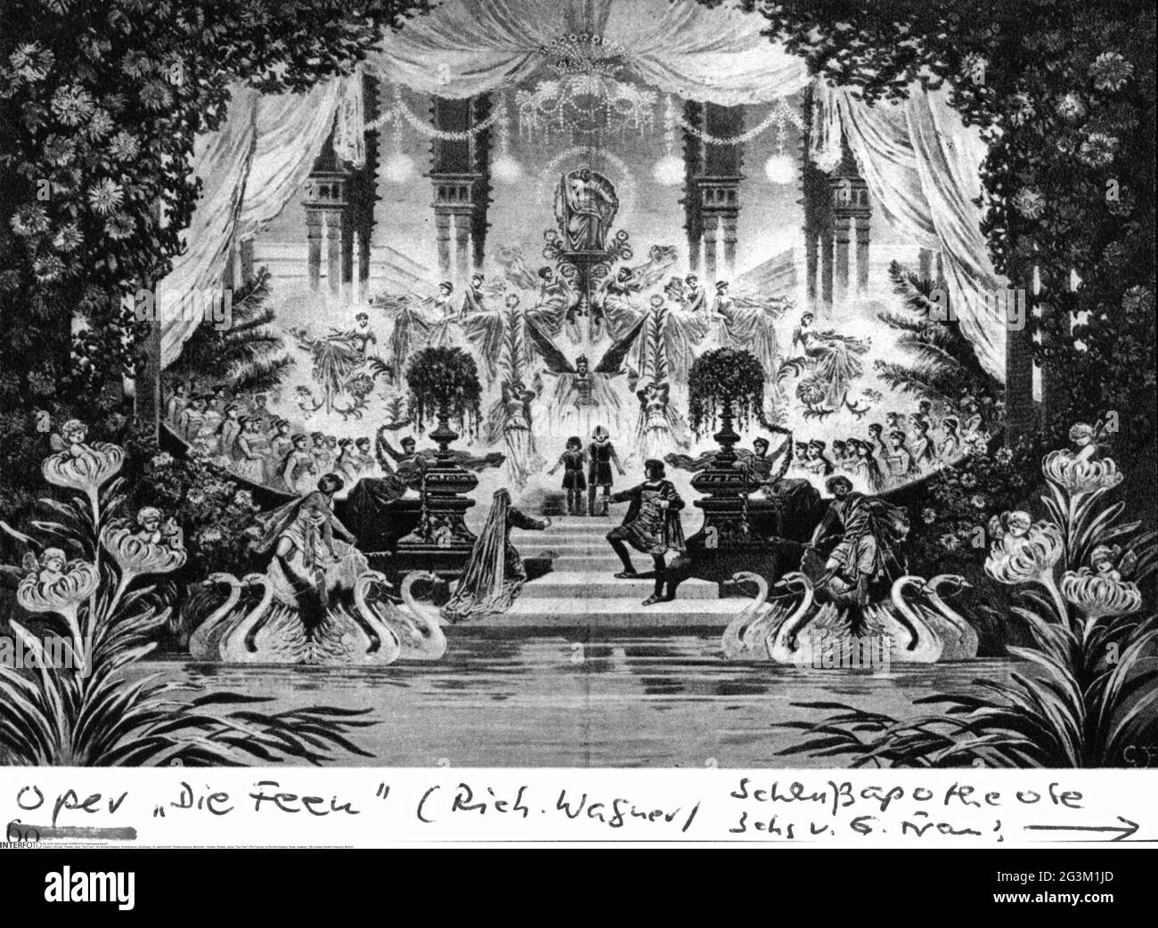 theatre / theater, opera, "Die Feen" (The Fairies), by Richard Wagner,  finale, drawing, 19th century, ARTIST'S COPYRIGHT HAS NOT TO BE CLEARED  Stock Photo - Alamy
