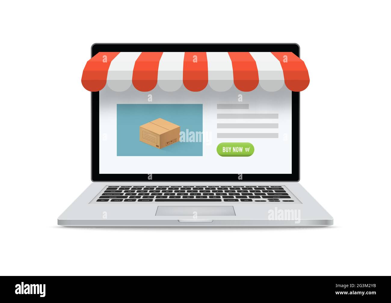Online shop ecommerce store. Laptop with and screen buy. Concept online shopping. Stock Vector