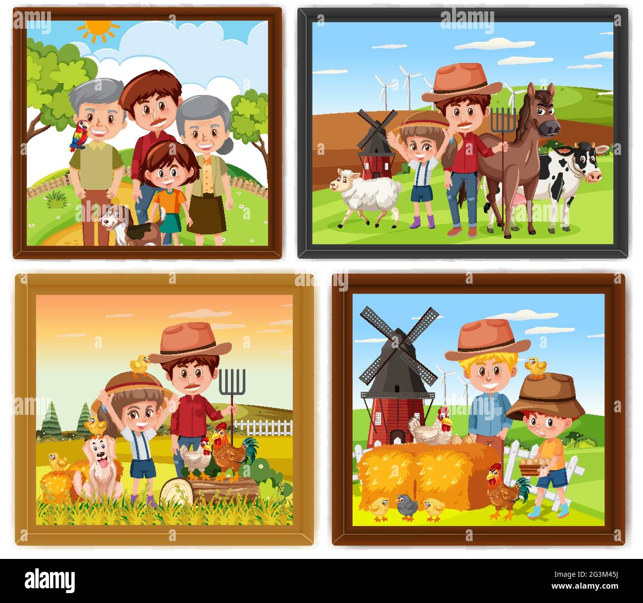 Set of different family photo frames illustration Stock Vector
