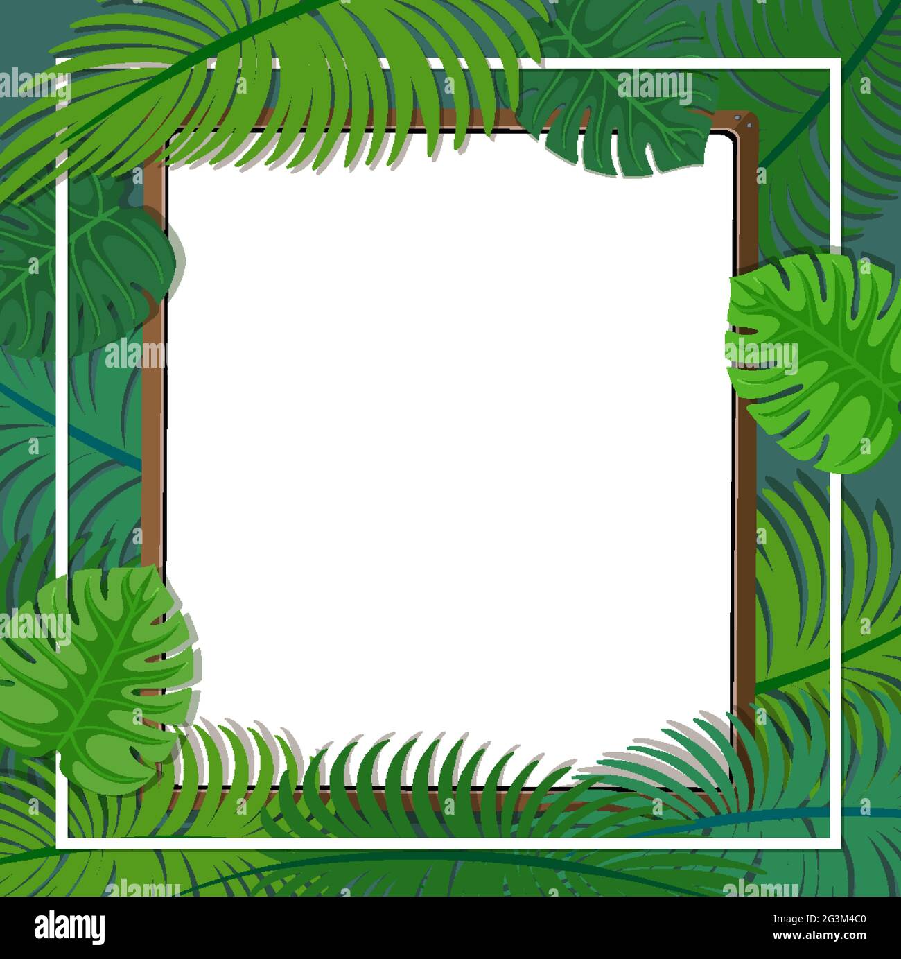 Empty background with tropical leaves frame illustration Stock Vector ...