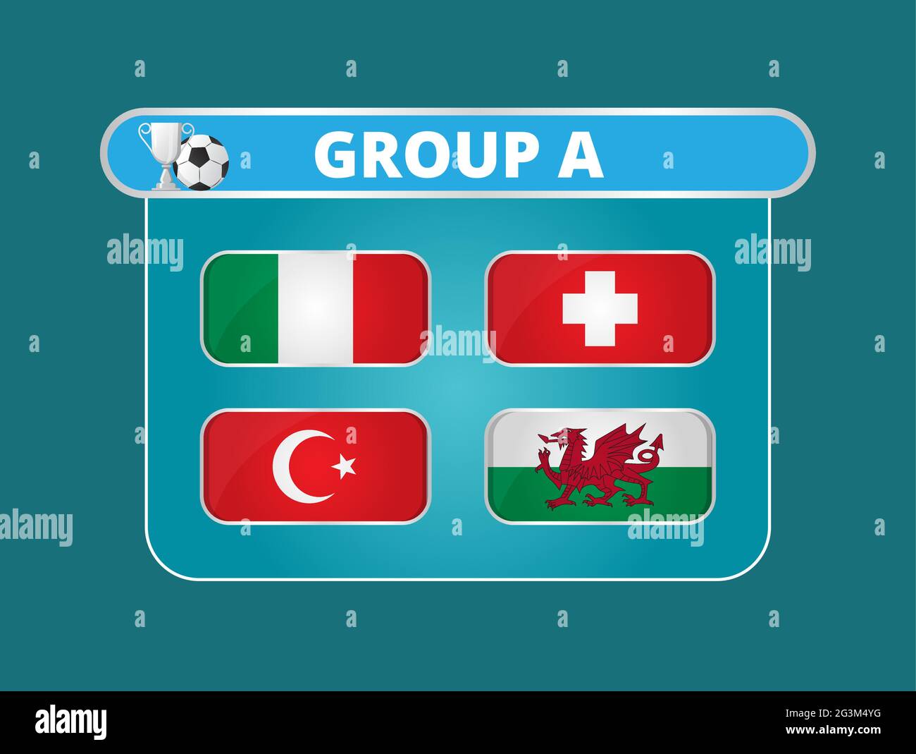 Group A Of European Football Tournament Final Concept Vector European Soccer Champion Cup Are Shown Shields With The Flag Of Turkey Switzerlan Stock Vector Image Art Alamy