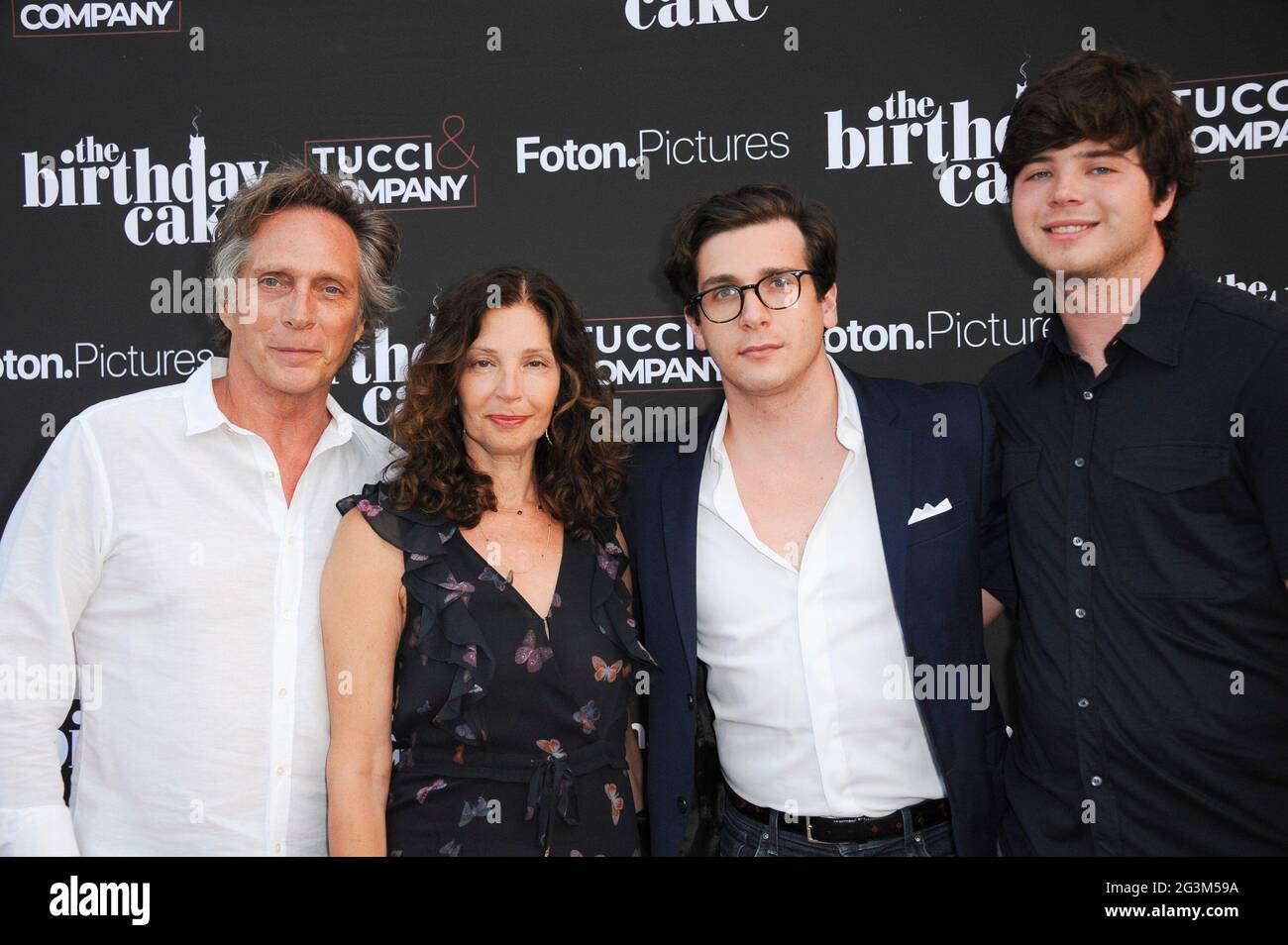 Beverly Hills, CA. 16th June, 2021. William Fichtner, Kymberly Kalil, Vangel Fichtner, Sam Fichtner at arrivals for THE BIRTHDAY CAKE Premiere, Fine Arts Theatre, Beverly Hills, CA June 16, 2021. Credit: Elizabeth Goodenough/Everett Collection/Alamy Live News Stock Photo