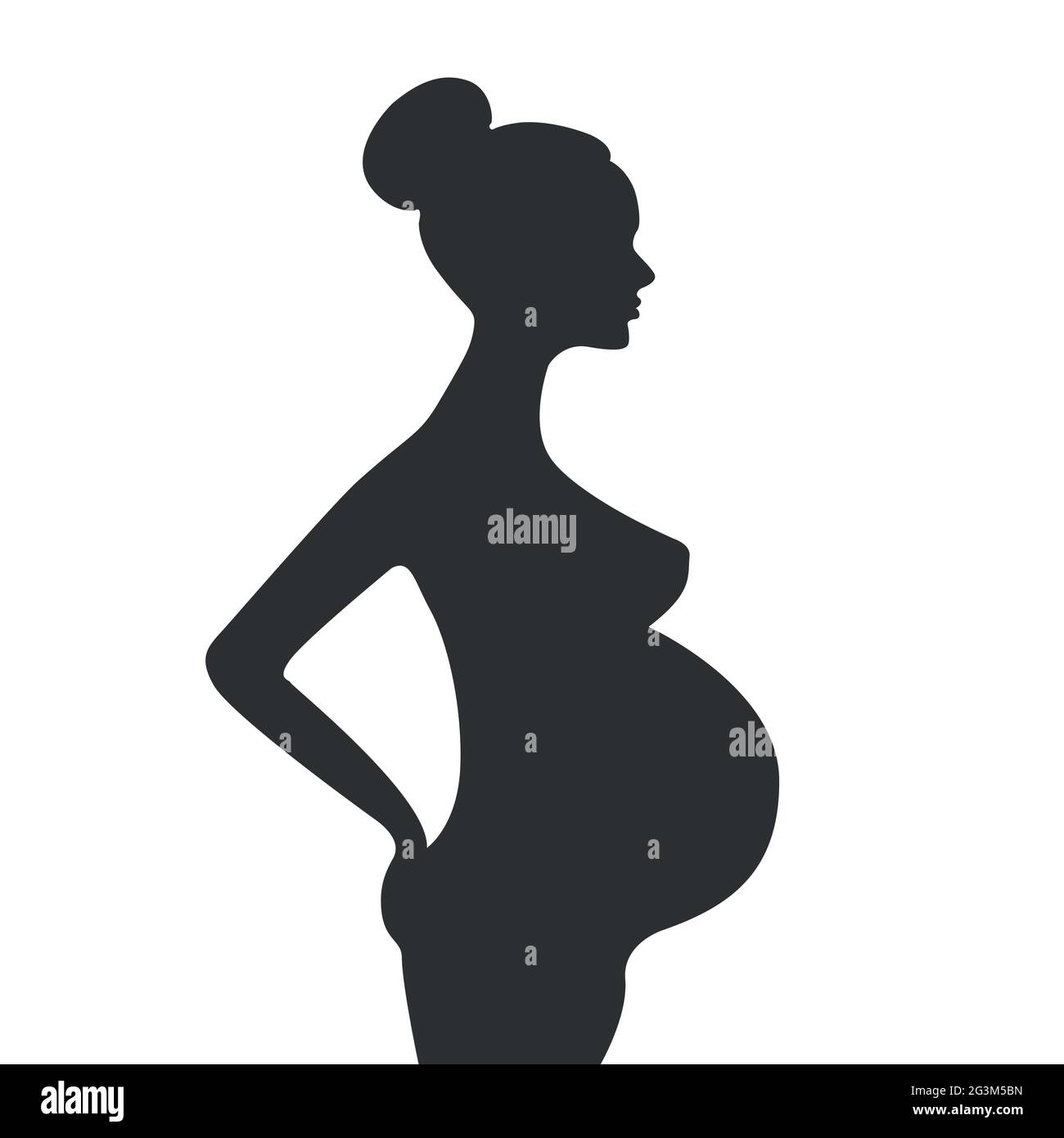 Pregnant woman silhouette isolated on white background Stock Vector ...
