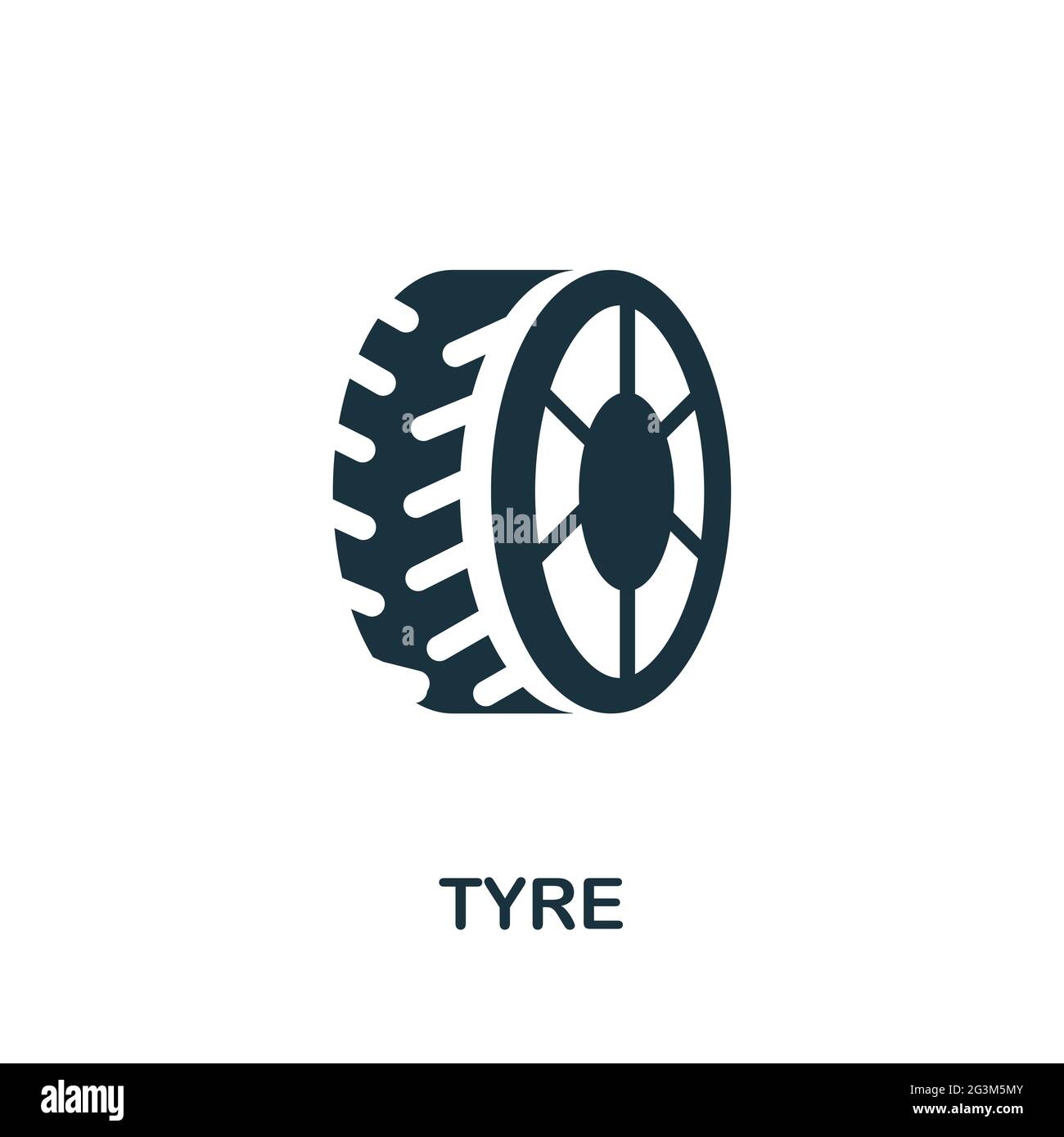Tyre flat icon. Colored filled simple Tyre icon for templates, web design and infographics Stock Vector