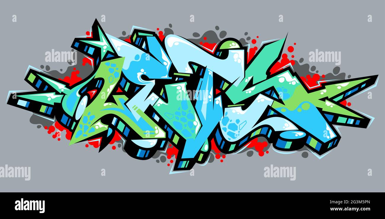Outdoor Abstract Urban Graffiti Street Art Word Lets Lettering Vector