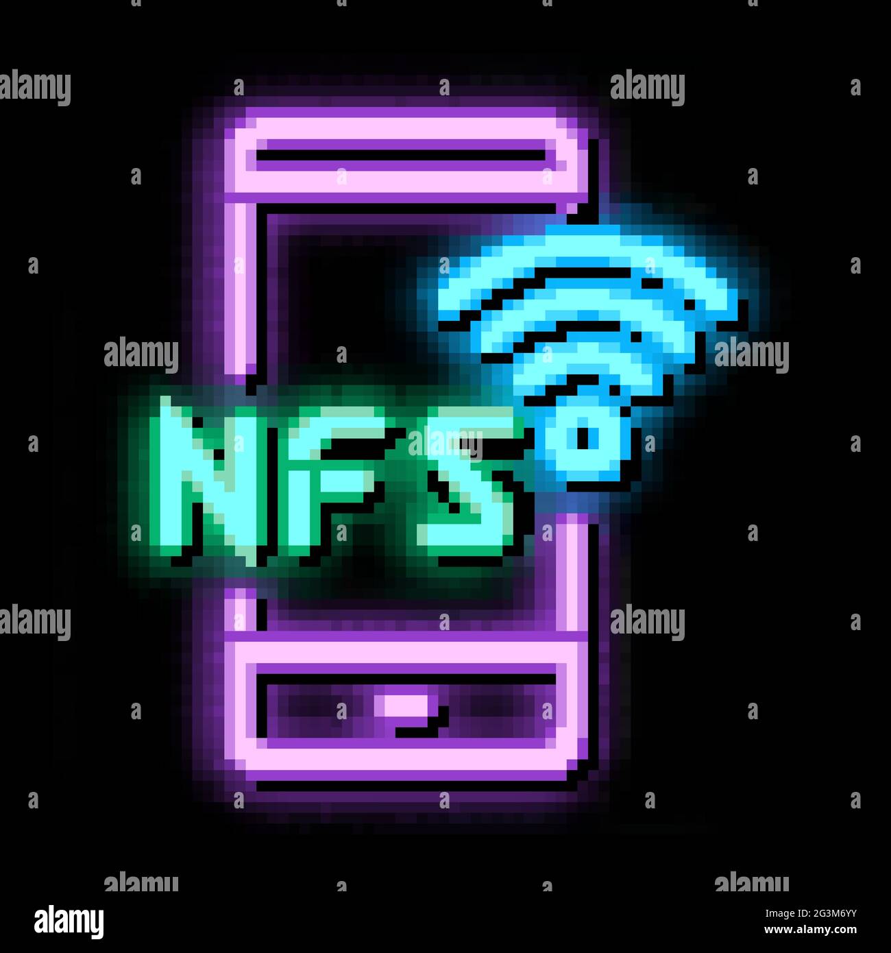 smartphone nfc payment app neon glow icon illustration Stock Vector ...