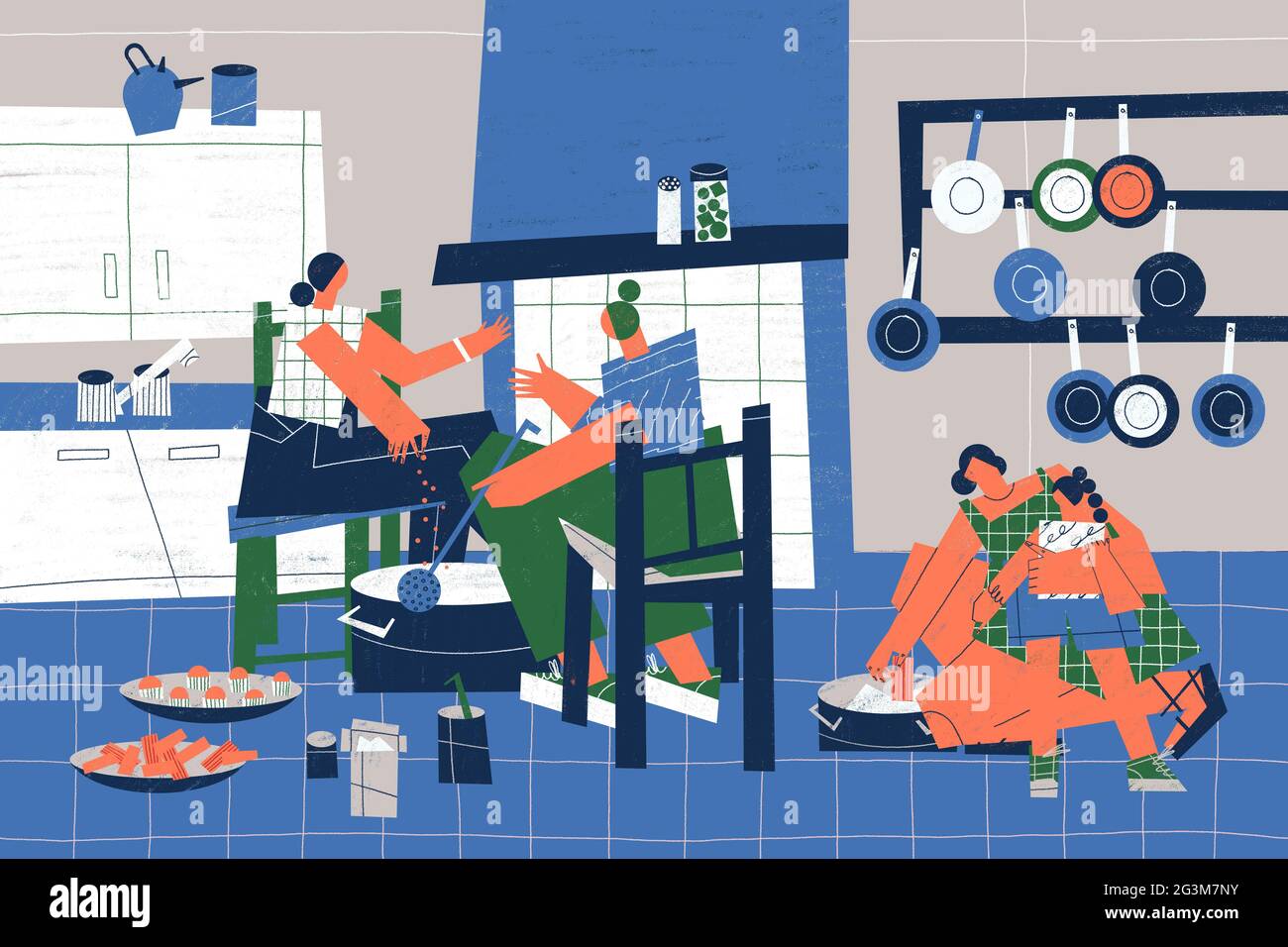 Intergenerational family members sharing a sweet making activity