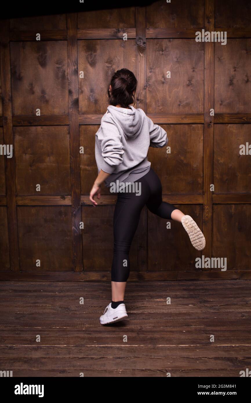 Athletic woman doing aerobic Stock Photo