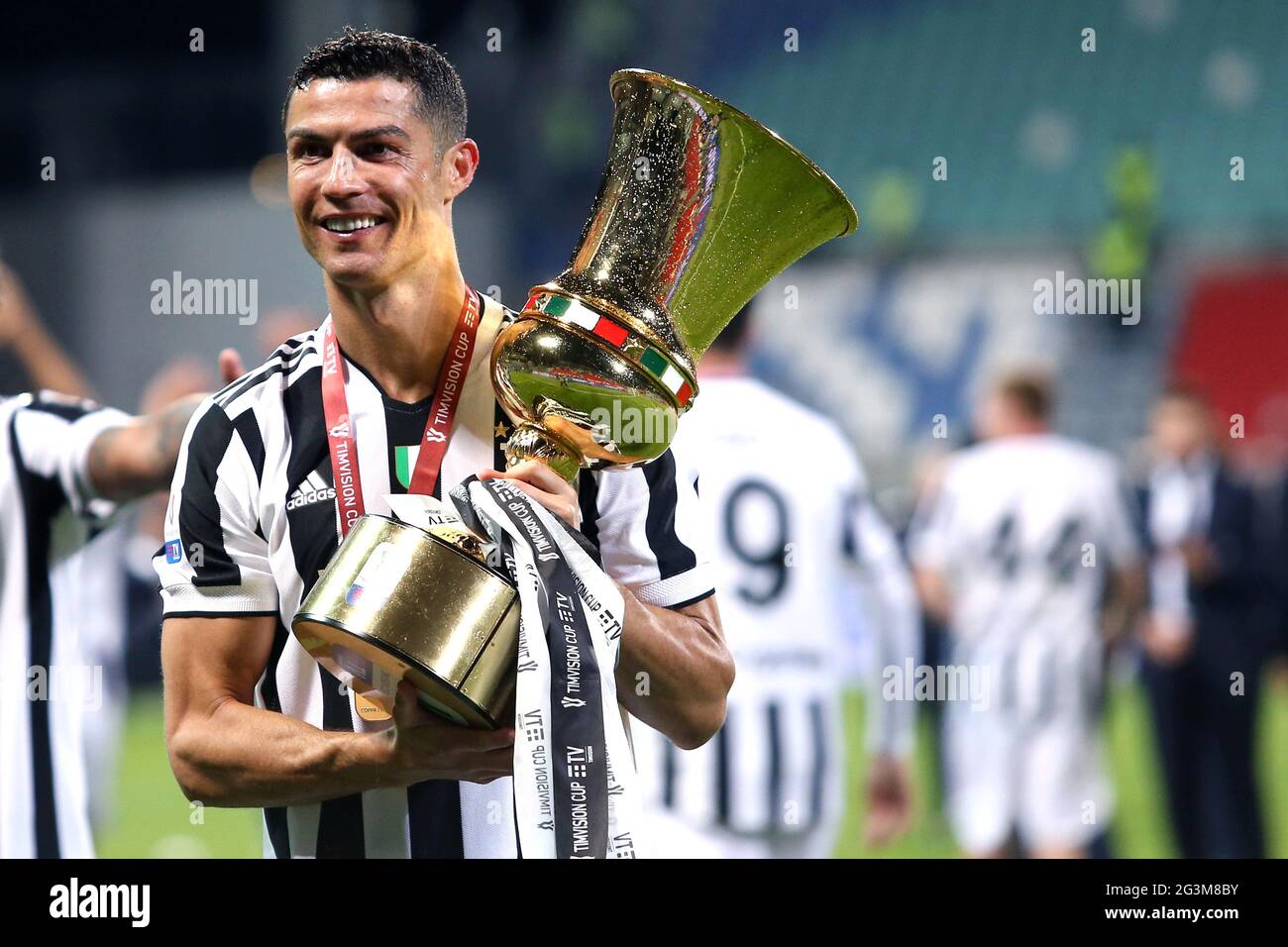 Cristiano Ronaldo of Juventus Fc celebrates the trophy at
