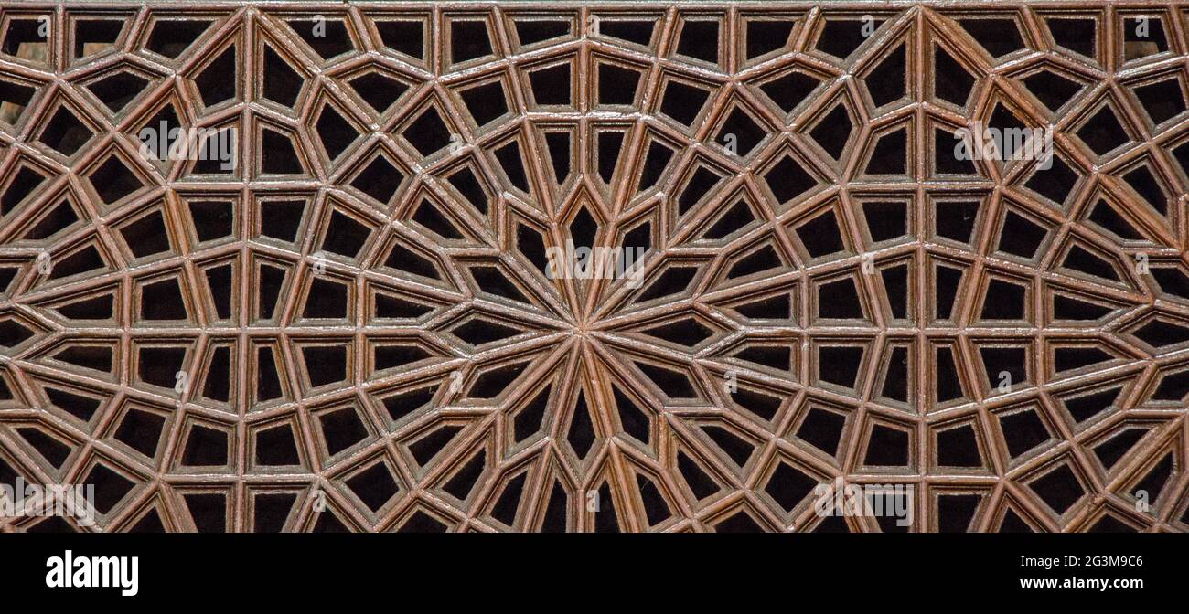 Ottoman  art with geometric patterns on wood Stock Photo