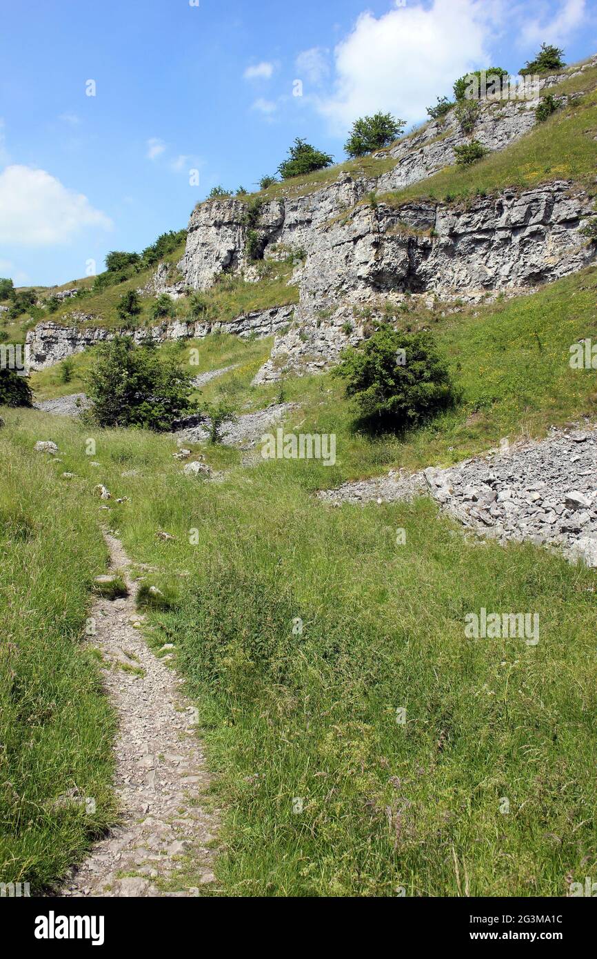 Path Running Through Lathkill Dale, Peak District Derbyshire Stock Photo