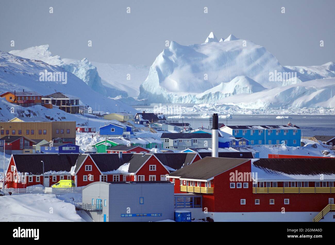 View over Ilulissat in April Stock Photo