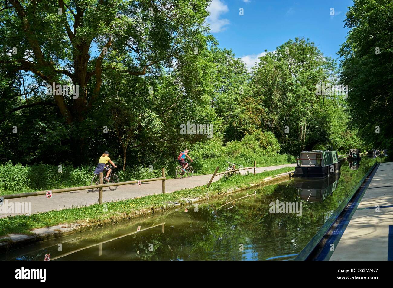 Boats moored  on the Kennet & Avon Canal, at Bradford upon Avon, South West England, UK Stock Photo