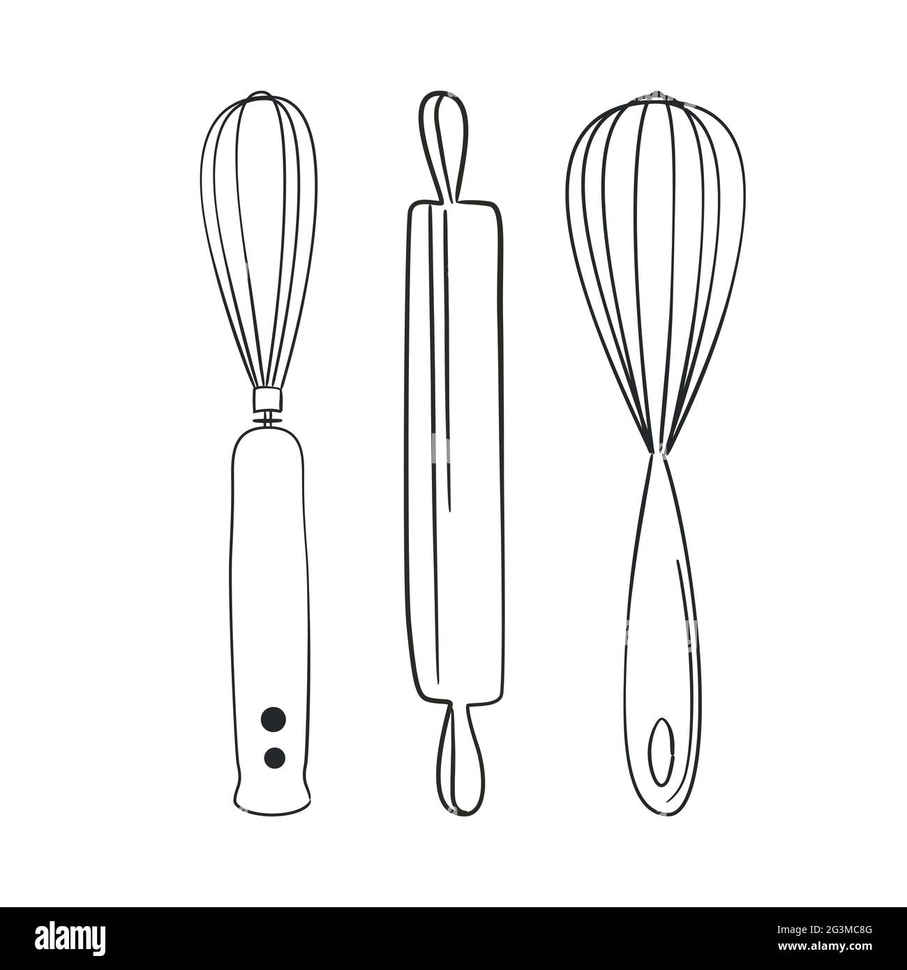 Baking kitchen tools in doodle style. Vector illustration Stock Vector  Image & Art - Alamy