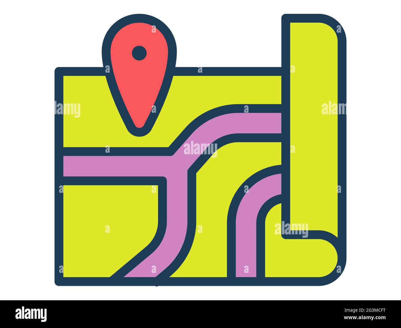 map road single isolated icon with filled line style vector ...