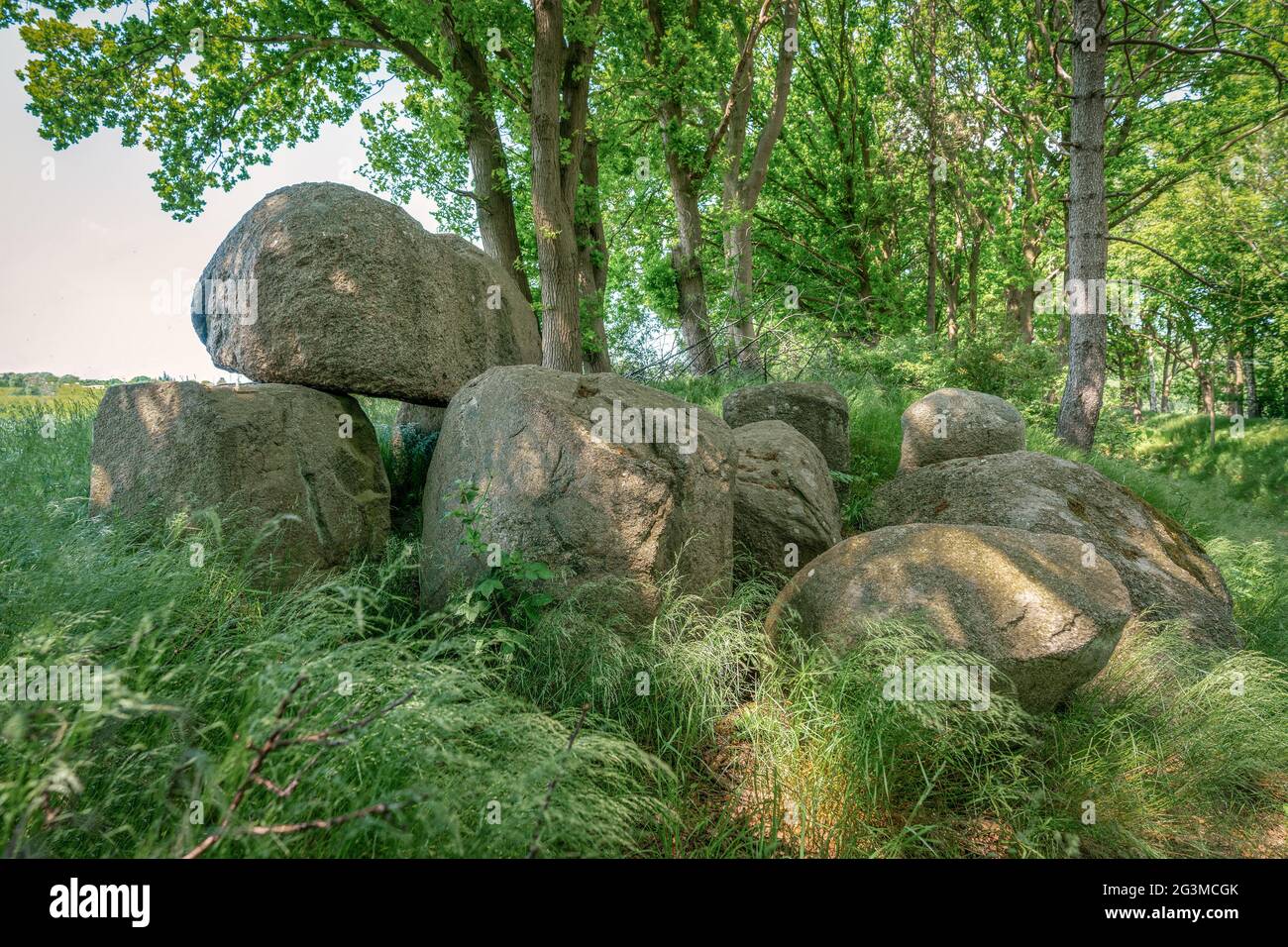 Prehistoric dolmen megalith monument near Putbus Lauterbach on Ruegen island Stock Photo
