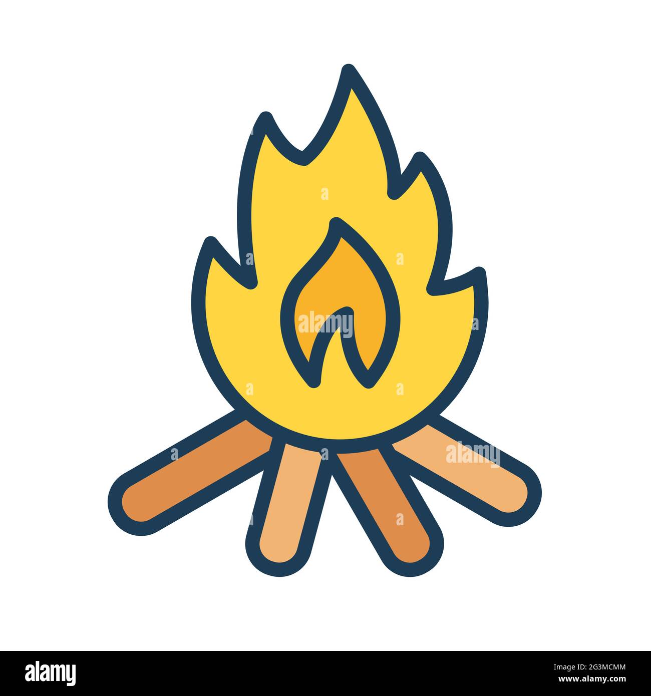 fire bonfire single isolated icon with filled line style vector ...