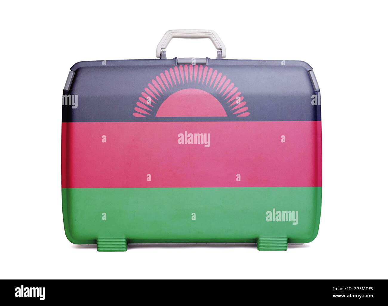 Used plastic suitcase with stains and scratches Stock Photo Alamy