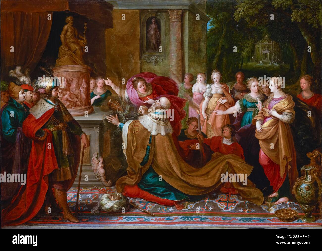 The idolatry of Solomon, painting by Frans Francken the Younger, 1622 Stock Photo