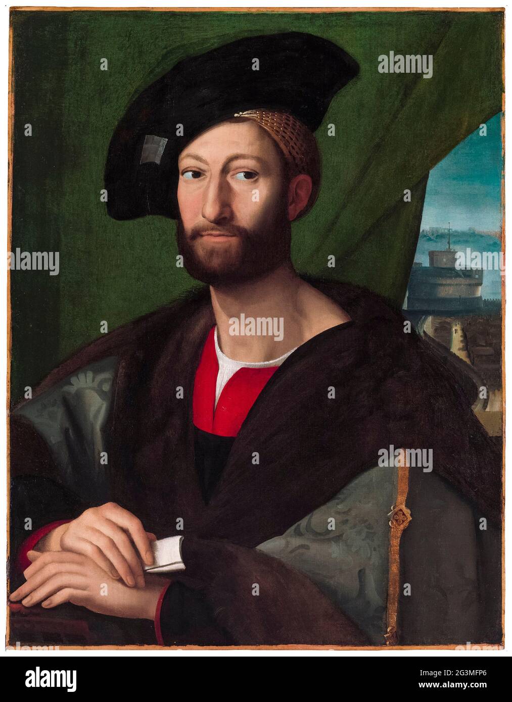Giuliano de' Medici (1479–1516) Duke of Nemours, portrait painting by the workshop of Raphael, 1483-1520 Stock Photo