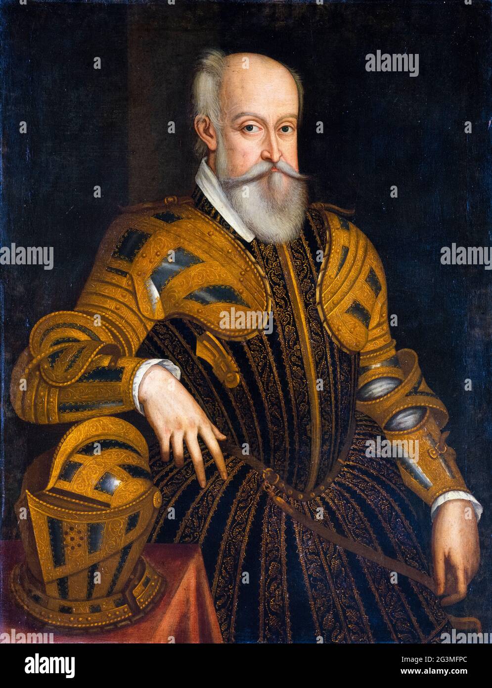 Alfonso II d'Este (1533-1597) Duke of Ferrara (1559-1597), portrait painting in ceremonial armour 1575-1599 Stock Photo
