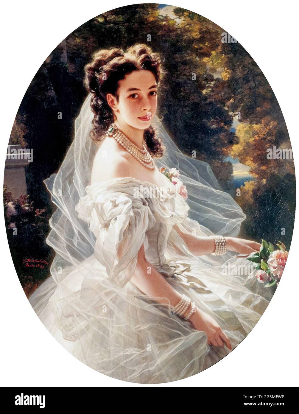 Pauline von Metternich (1836-1921) Princess of Metternich-Winneburg zu Beilstein, Austrian socialite, portrait painting by Franz Xaver Winterhalter, 1860 Stock Photo