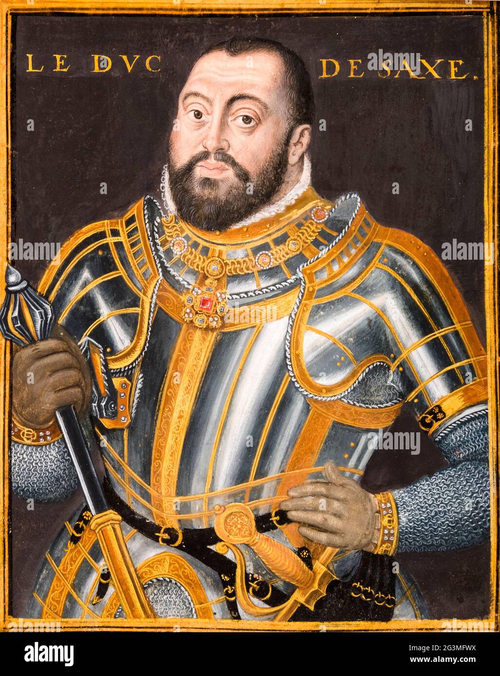 Duke Johann Friedrich I (1503-1554) Elector of Saxony in armour, portrait painting circa 1550 Stock Photo