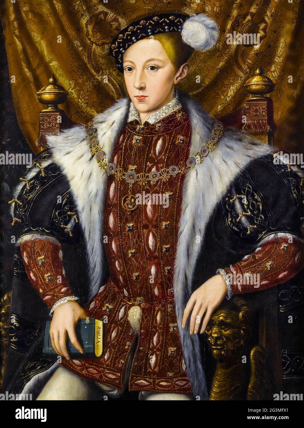 Edward VI (1537-1553) King of England and Ireland (1547-1553), portrait painting by the circle of William Scrots, circa 1550 Stock Photo