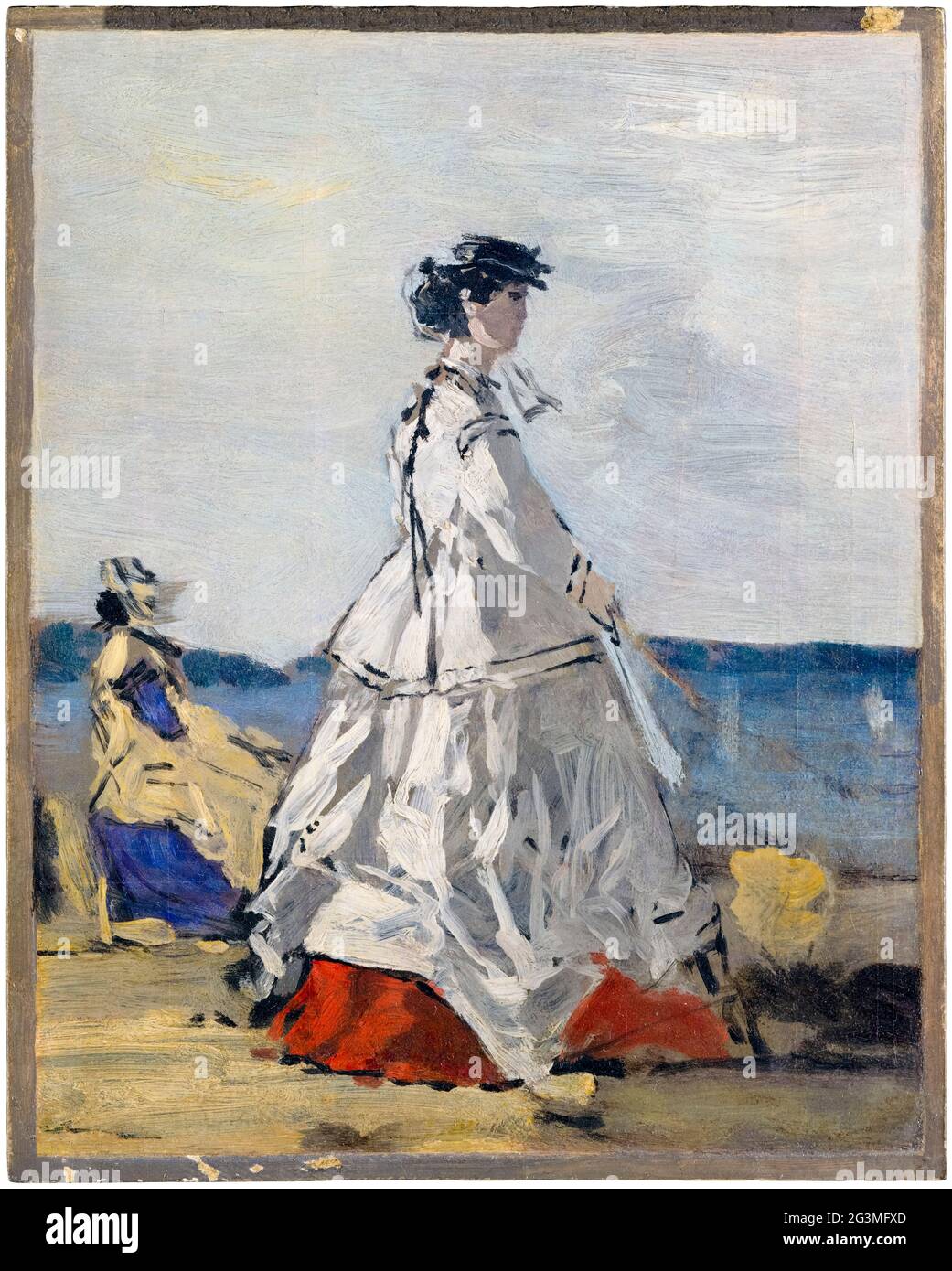 Pauline von Metternich (1836-1921) Princess of Metternich-Winneburg zu Beilstein on the beach, painting by Eugène Boudin, 1865-1867 Stock Photo