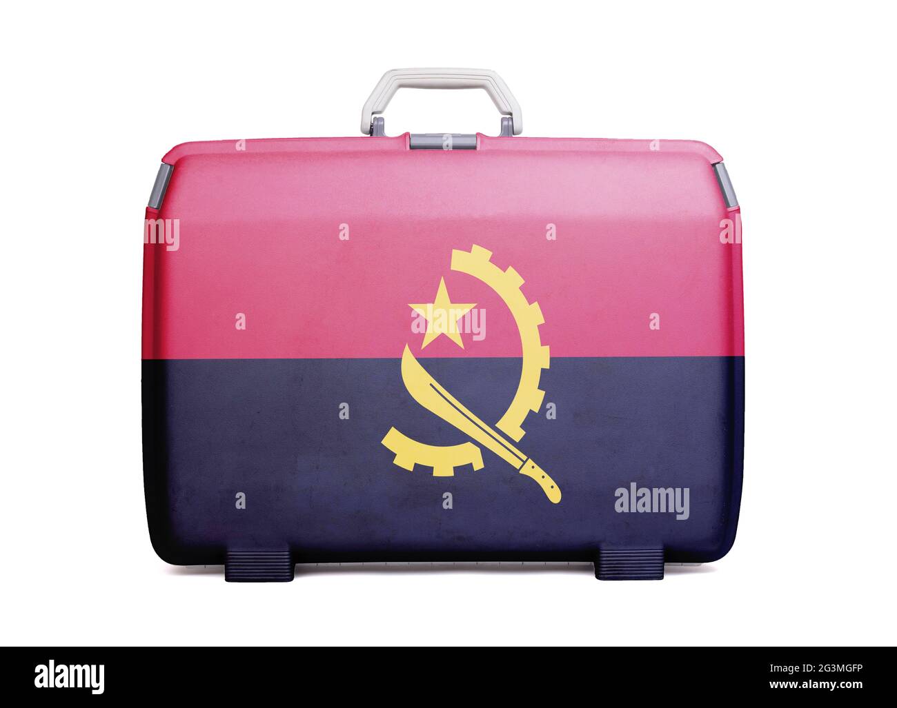 Used plastic suitcase with stains and scratches Stock Photo Alamy