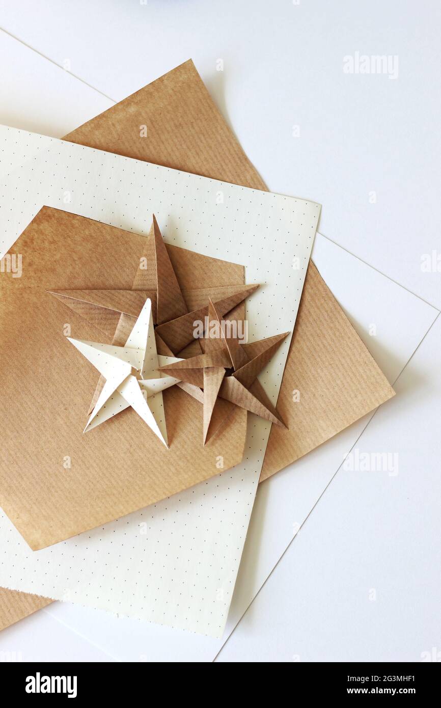 Scandi Nordic White Origami Paper Star Decoration Modern Minimalist White  Christmas Decor 