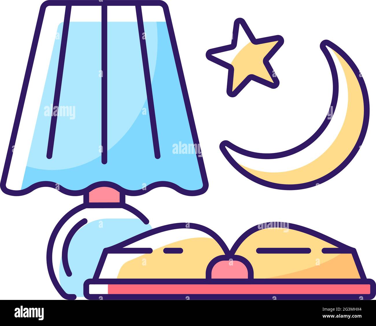 Evening reading RGB color icon Stock Vector