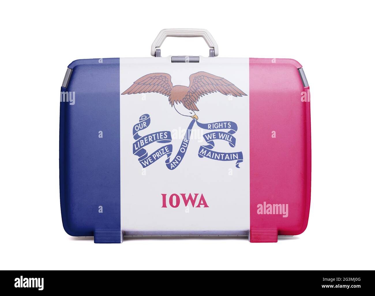 Used plastic suitcase with stains and scratches Stock Photo Alamy