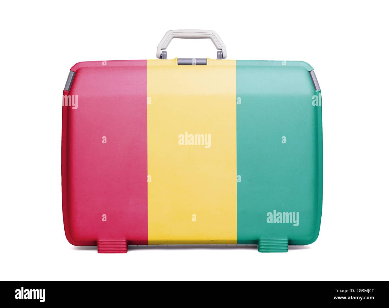 Used plastic suitcase with stains and scratches Stock Photo Alamy