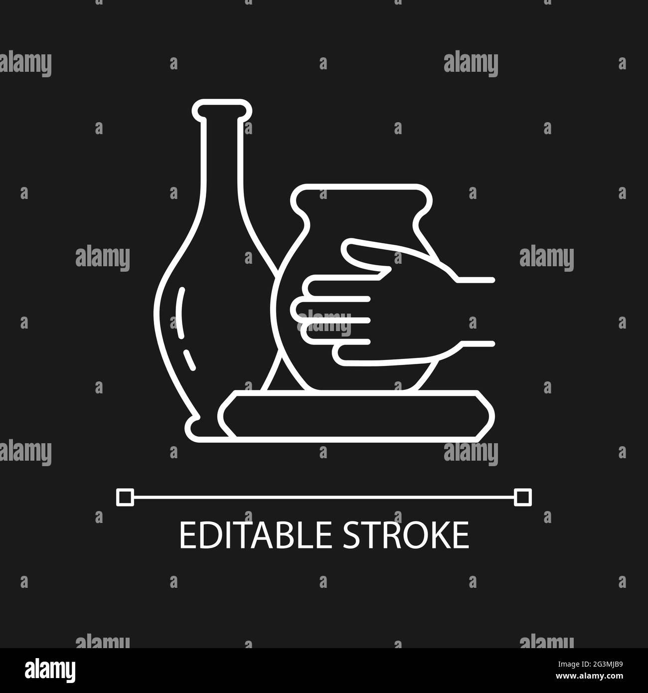 Handmade pottery white linear icon for dark theme Stock Vector Image ...