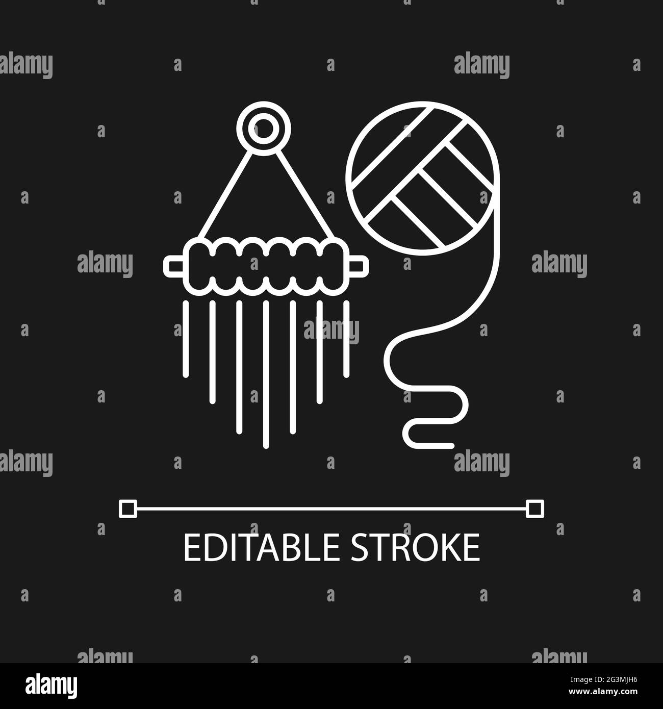 Yarn wall hangings white linear icon for dark theme Stock Vector Image ...