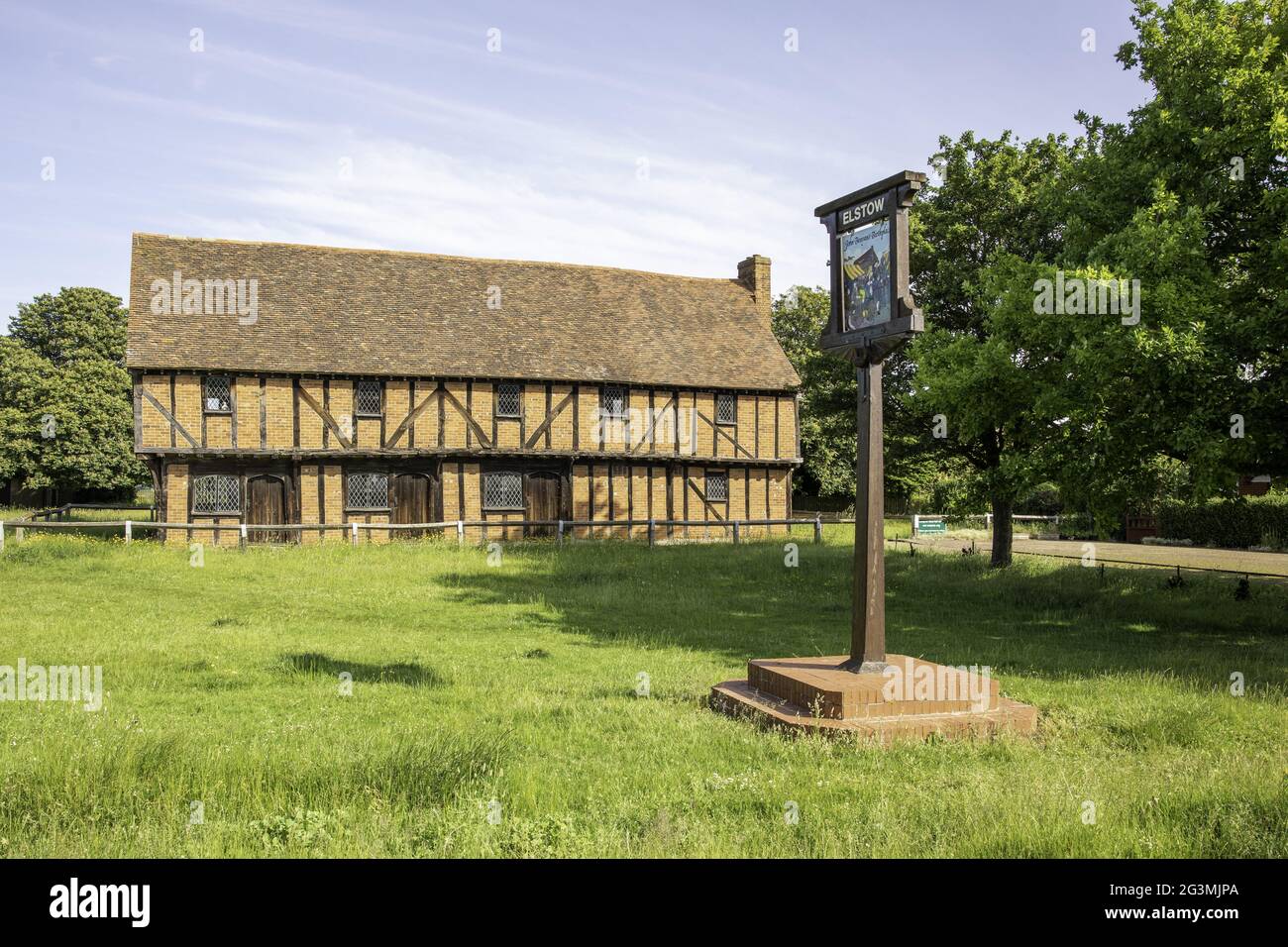 BEDFORD, UNITED KINGDOM - Jun 14, 2021: The 15th century timbre framed ...