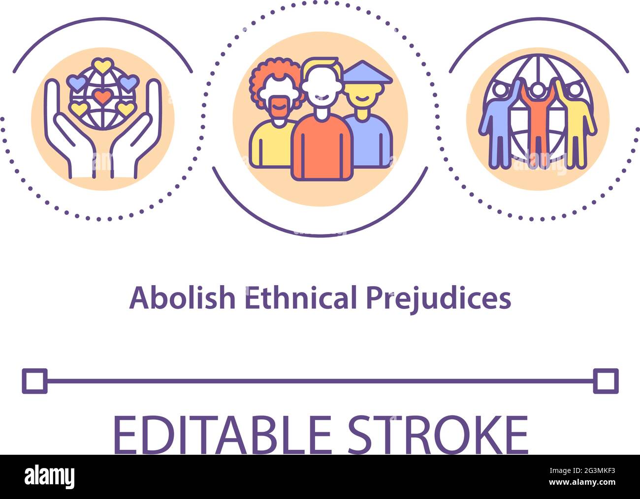 Abolish ethnical prejudices concept icon Stock Vector
