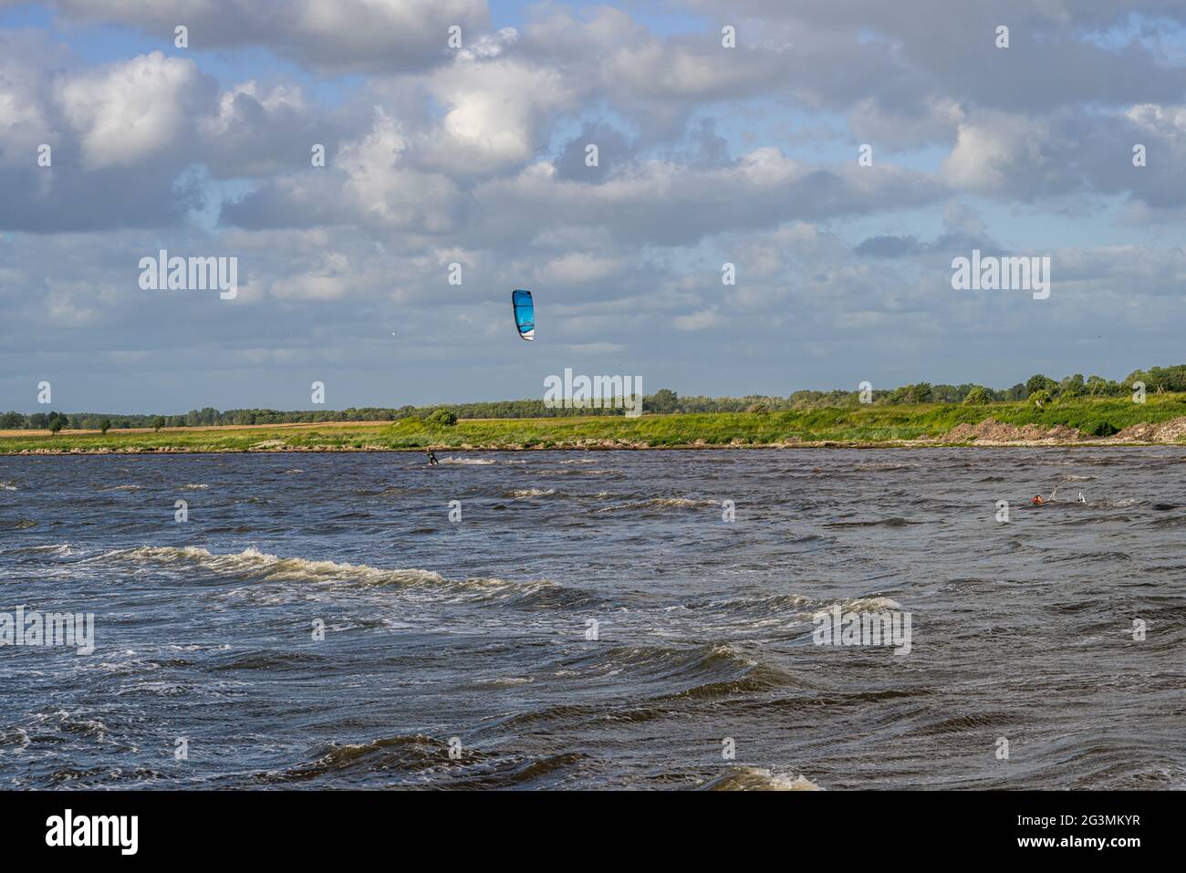 A shallow ocean bay a windy summer day. Blue sky and ocean. Picture from Malmo, southern Sweden Stock Photo