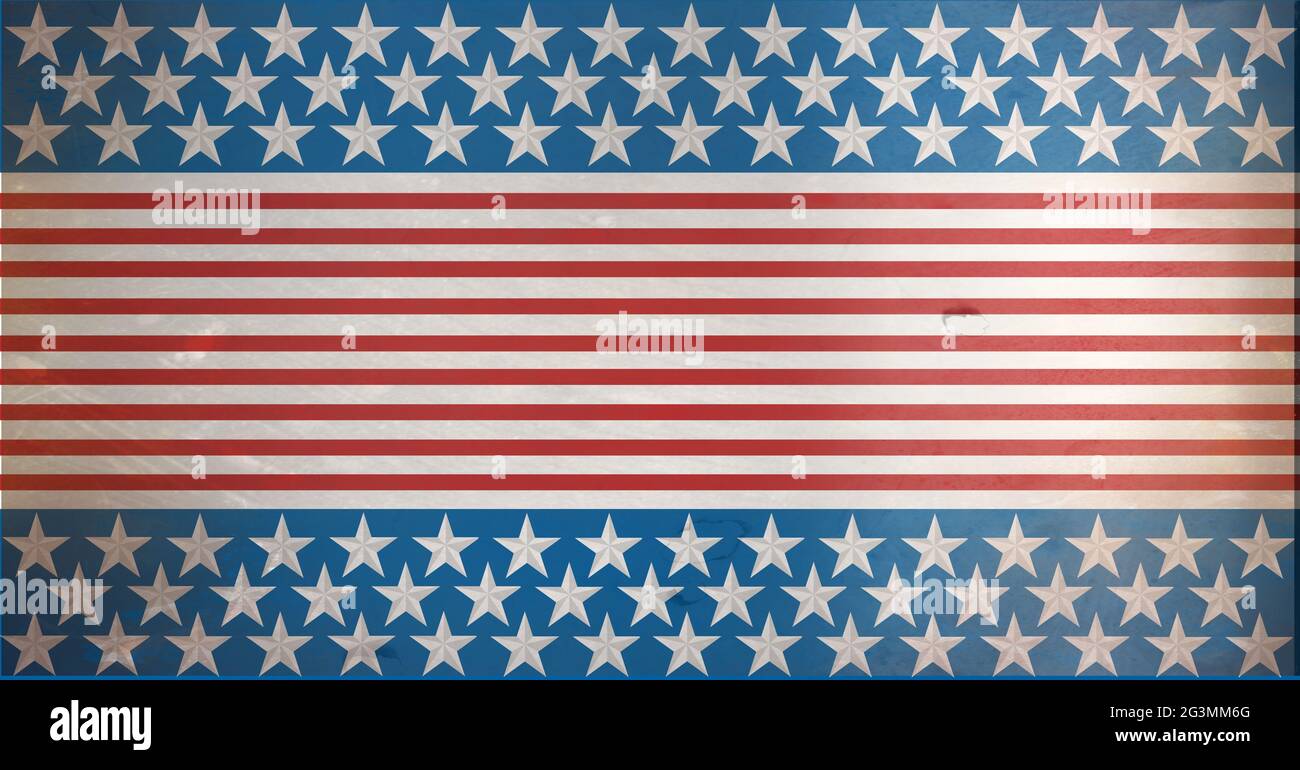 Composition of distressed american flag stars and stripes pattern Stock Photo
