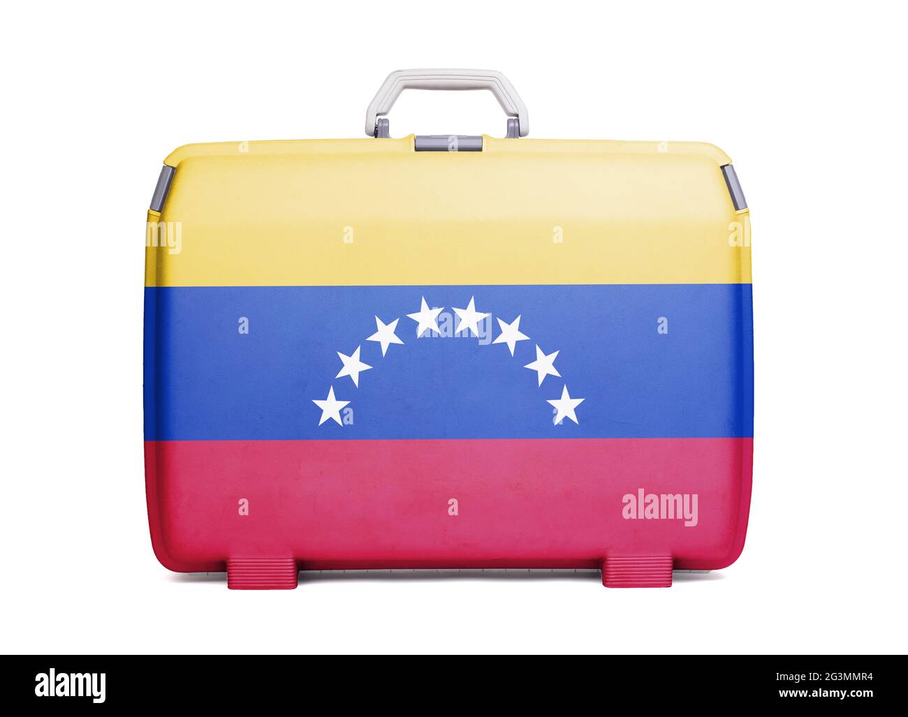 Used plastic suitcase with stains and scratches Stock Photo Alamy