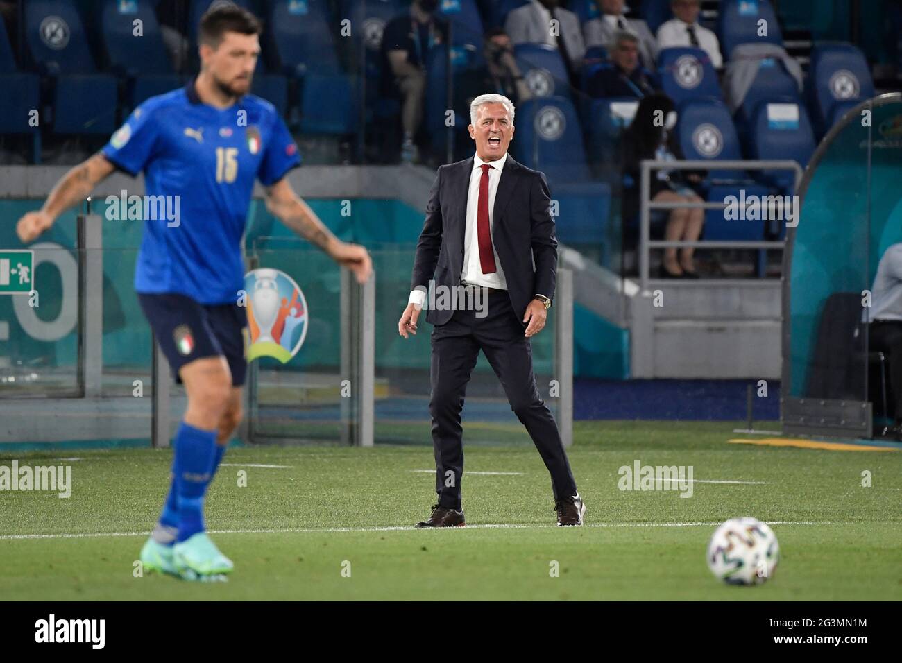 Roma, Italy. 16th June, 2021. Vladimir Petkovic coach of Switzerland during the Uefa Euro 2020 Group stage - Group A football match between Italy and Switzerland at stadio Olimpico in Rome (Italy), June 16th, 2021. Photo Andrea Staccioli/Insidefoto Credit: insidefoto srl/Alamy Live News Stock Photo