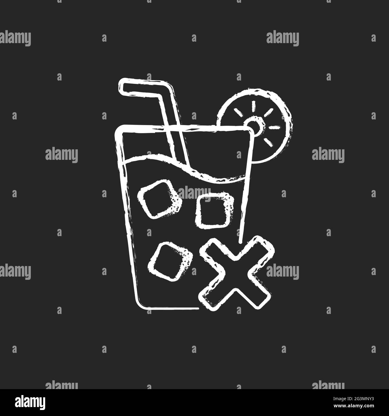 No cold drinks chalk white icon on dark background Stock Vector