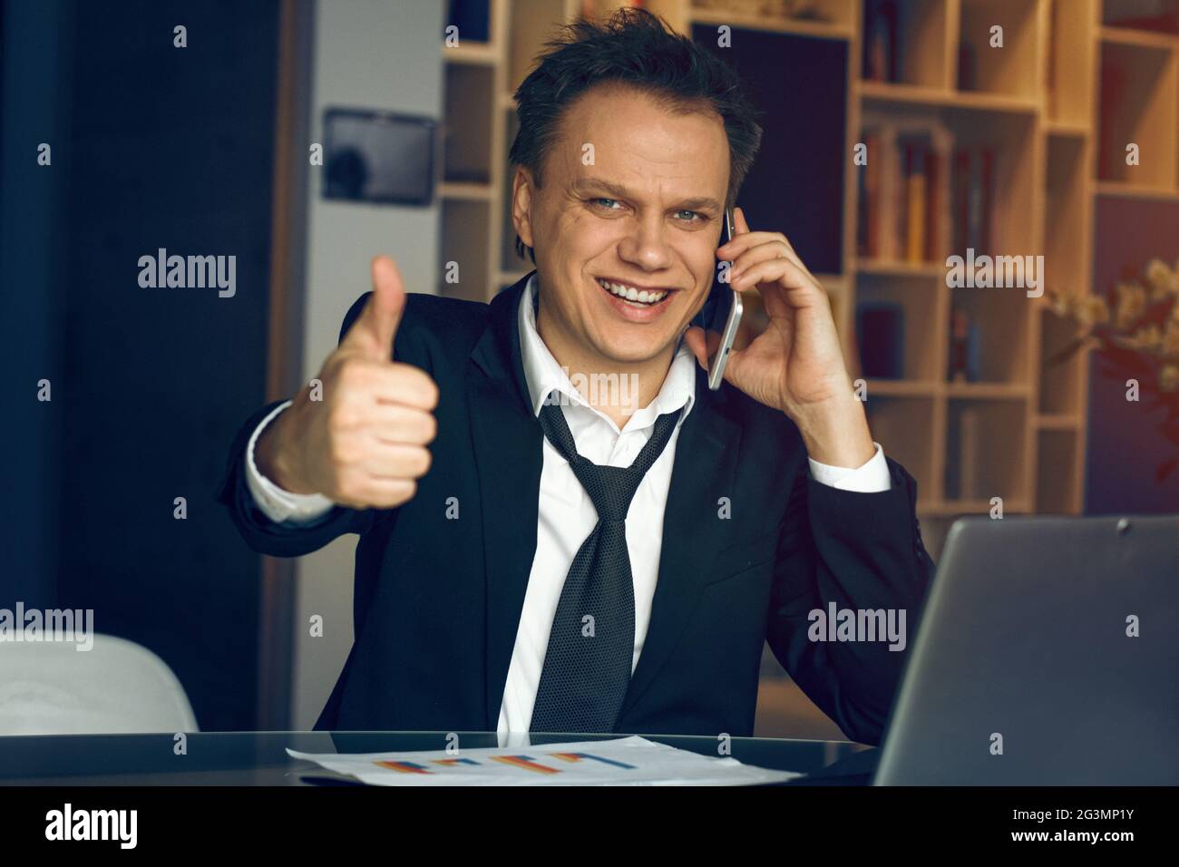 Handsome businessman working from home Stock Photo