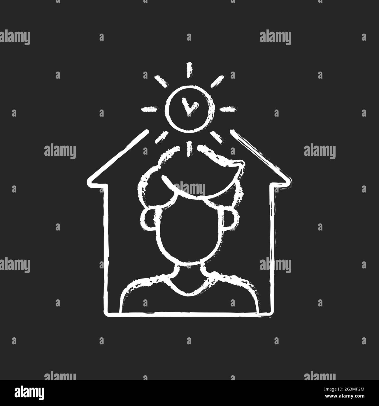 Avoid being out during day chalk white icon on dark background Stock Vector