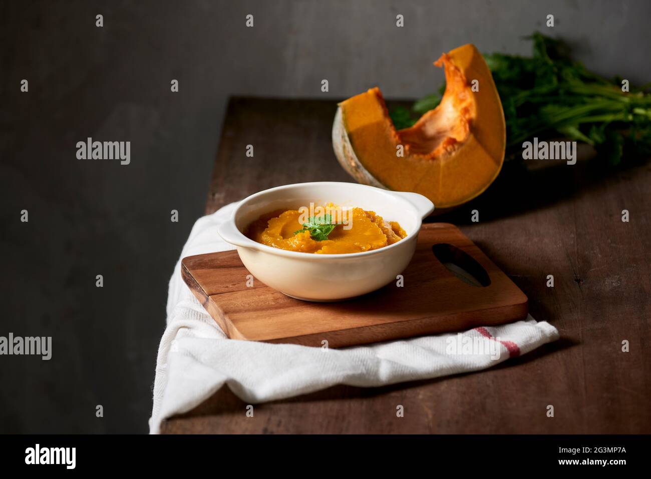 Organic orange pumpkin puree ingredient for baking Stock Photo Alamy